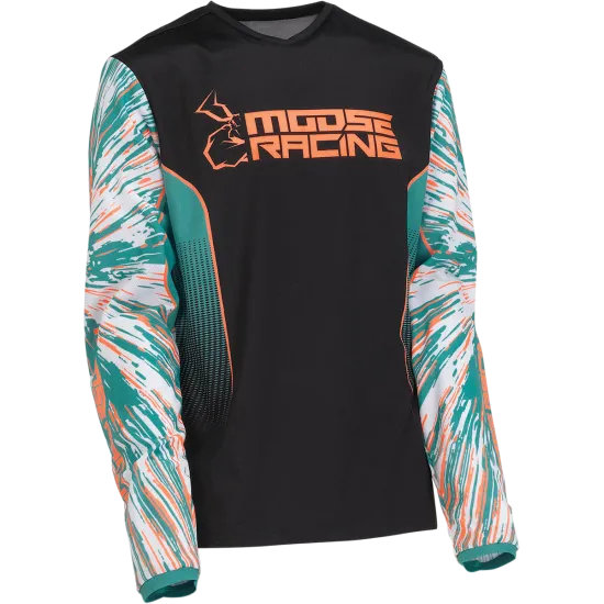 Детска мотокрос блуза MOOSE RACING AGROID TEAL/ORANGE/BLACK, дишаща мрежа, сублимирани графики