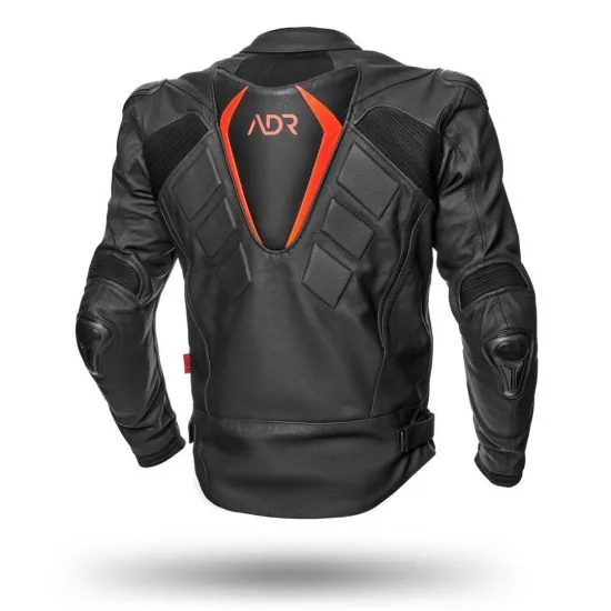 Кожено мото яке ADRENALINE SYMETRIC BLACK с протектори за рамене, лакти и гръб