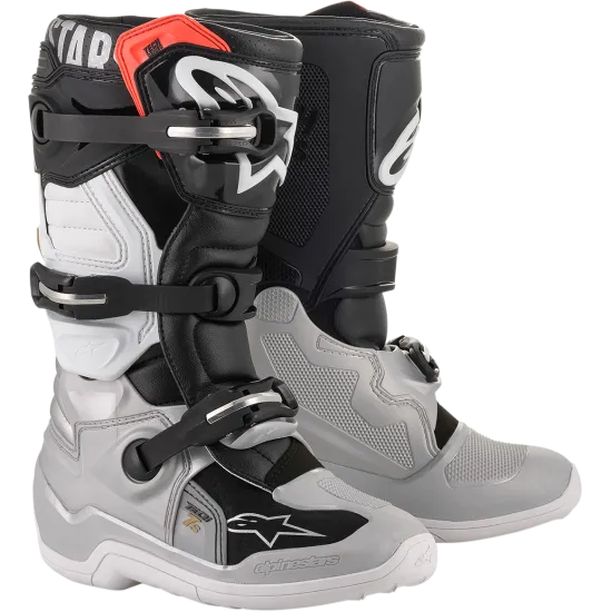 Детски мотокрос ботуши ALPINESTARS Tech 7S BLACK/SILVER/WHITE - Детски мото ботуши от марка Alpinestars