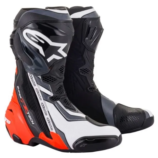 ALPINESTARS Supertech R 2023 – мото ботуши червено, черно, бяло и сиво