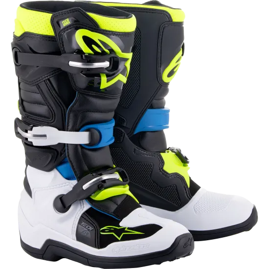Детски мотокрос ботуши ALPINESTARS Tech 7S BLACK/BLUE/YELLOW - Детски мото ботуши от марка Alpinestars