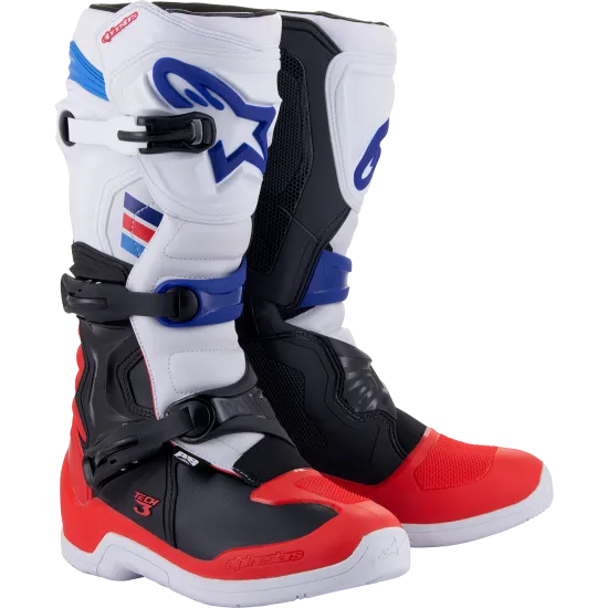 Мотокрос ботуши ALPINESTARS TECH 3 WHITE/RED/BLUE - Мотокрос ботуши от марка Alpinestars
