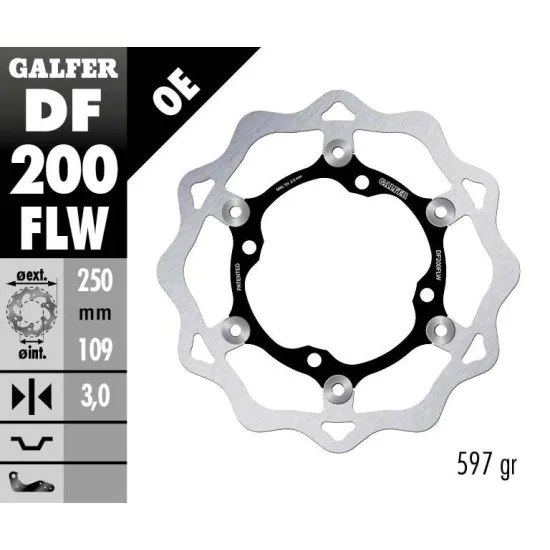 Плаващ преден спирачен диск Galfer WAVE FLOATING (C. STEEL) 250x3mm DF200FLW - Спирачни дискове от марка GALFER