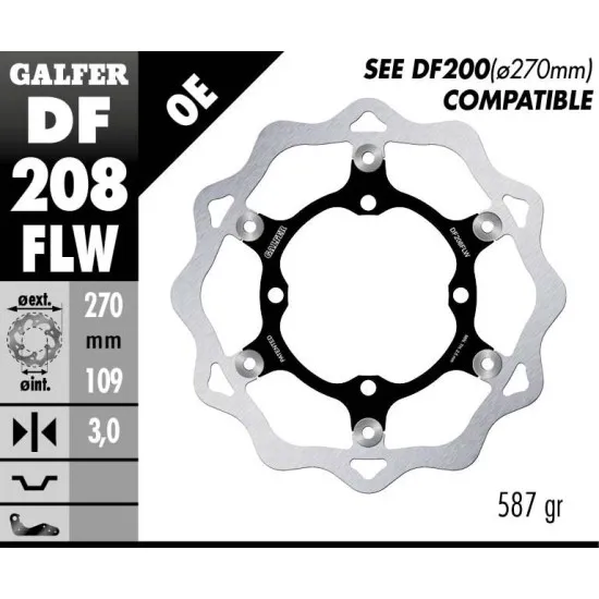 Плаващ преден спирачен диск Galfer WAVE FLOATING (C. STEEL) 270x3mm DF208FLW - Спирачни дискове от марка GALFER