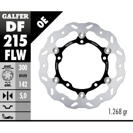 Плаващ преден спирачен диск Galfer WAVE FLOATING (C. STEEL) 300x5mm DF215FLW - Спирачни дискове от марка GALFER