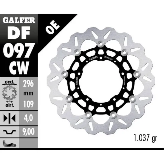 Плаващ преден спирачен диск Galfer WAVE FLOATING COMPLETE (C. ALU.) 296x4mm DF097CW - Спирачни дискове от марка GALFER