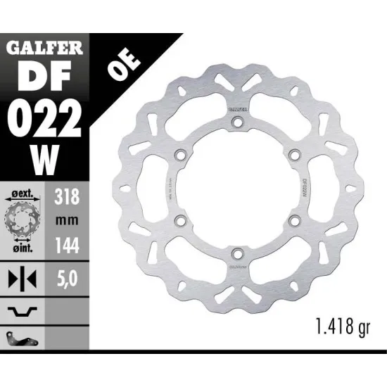 Преден спирачен диск Galfer WAVE FIXED  DISC WAVE FIXED 318x5mm DF022W - Спирачни дискове от марка GALFER