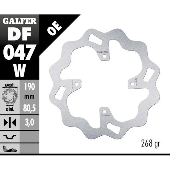 Заден спирачен диск Galfer WAVE FIXED  DISC WAVE FIXED 190x3mm DF047W - Спирачни дискове от марка GALFER