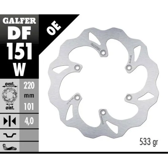 Заден спирачен диск Galfer WAVE FIXED  DISC WAVE FIXED 220x4,5mm DF151W - Спирачни дискове от марка GALFER