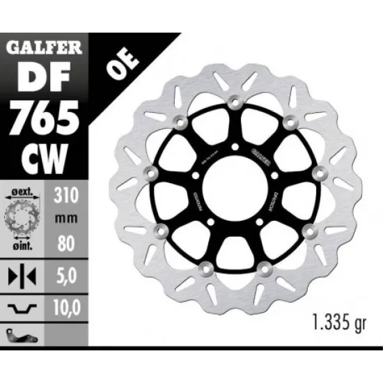 Плаващ преден спирачен диск Galfer WAVE FLOATING COMPLETE (C. ALU.) 310x5mm DF765CW - Спирачни дискове от марка GALFER