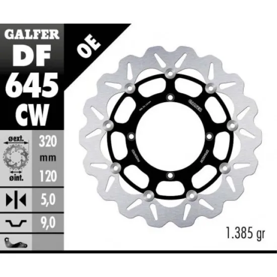 Плаващ преден спирачен диск Galfer WAVE FLOATING COMPLETE (C. ALU.) 320x5mm DF645CW - Спирачни дискове от марка GALFER