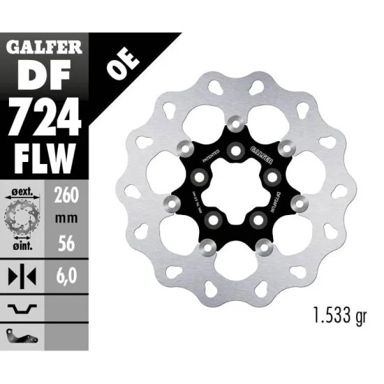 Плаващ заден спирачен диск Galfer WAVE FLOATING (C. STEEL) 260x6mm DF724FLW - Спирачни дискове от марка GALFER