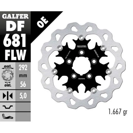 Плаващ заден спирачен диск Galfer WAVE FLOATING (C. STEEL)  292x5mm DF681FLW - Спирачни дискове от марка GALFER