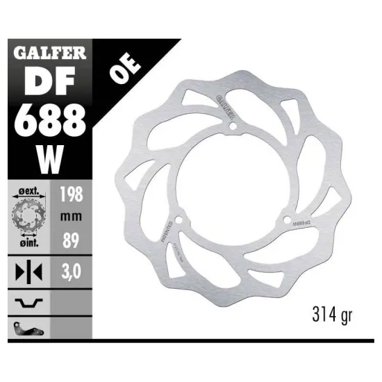 Преден спирачен диск Galfer WAVE FIXED  DISC WAVE FIXED 198x3mm DF688W - Спирачни дискове от марка GALFER