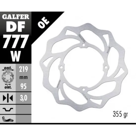 Преден спирачен диск Galfer WAVE FIXED  DISC WAVE FIXED 219x3mm DF777W - Спирачни дискове от марка GALFER