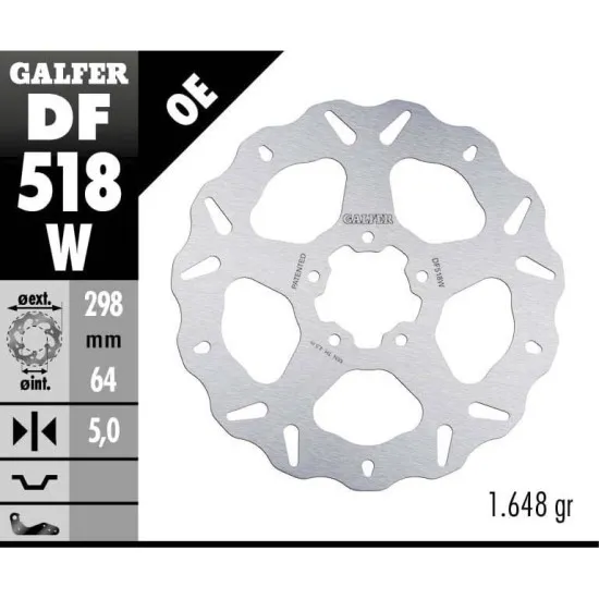 Преден/Заден спирачен диск Galfer WAVE FIXED  DISC WAVE FIXED 298x5mm DF518W - Спирачни дискове от марка GALFER