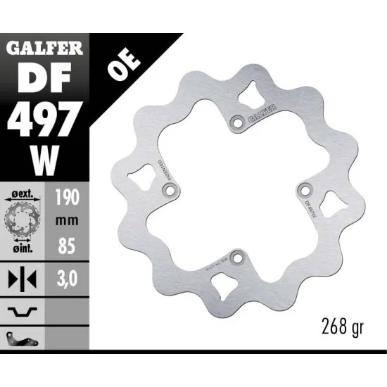 Заден спирачен диск Galfer WAVE FIXED  DISC WAVE FIXED 190x3mm DF497W - Спирачни дискове от марка GALFER