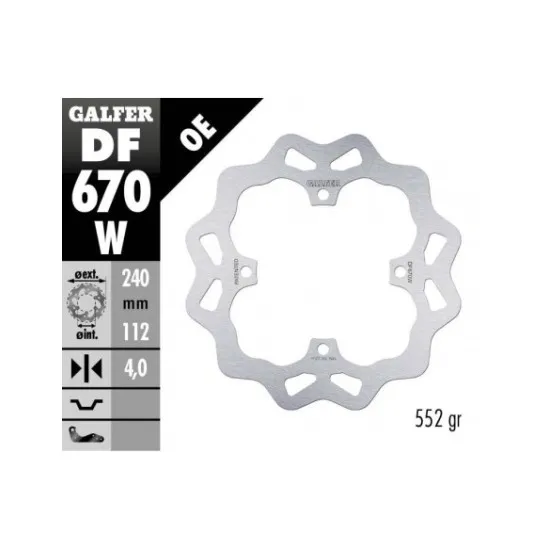 Заден спирачен диск Galfer WAVE FIXED  DISC WAVE FIXED 240x4mm DF670W - Спирачни дискове от марка GALFER