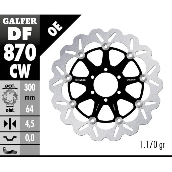 Плаващ преден спирачен диск Galfer WAVE FLOATING COMPLETE (C. ALU.) 300x4,5mm DF870CW - Спирачни дискове от марка GALFER