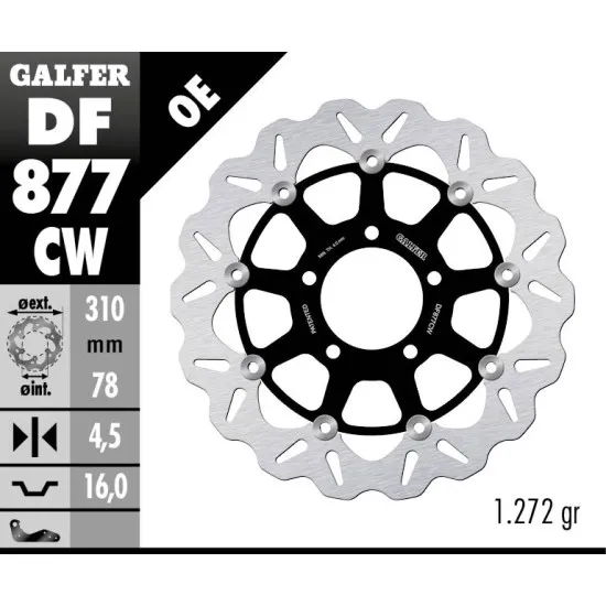 Плаващ преден спирачен диск Galfer WAVE FLOATING COMPLETE (C. ALU.) 310x4,5mm DF877CW - Спирачни дискове от марка GALFER