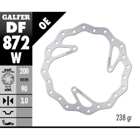 Преден спирачен диск Galfer BRAKE TRACK WAVE 200x3mm DF872W - Спирачни дискове от марка GALFER