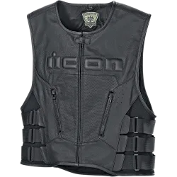 Кожен мото елек ICON VEST RED D3O