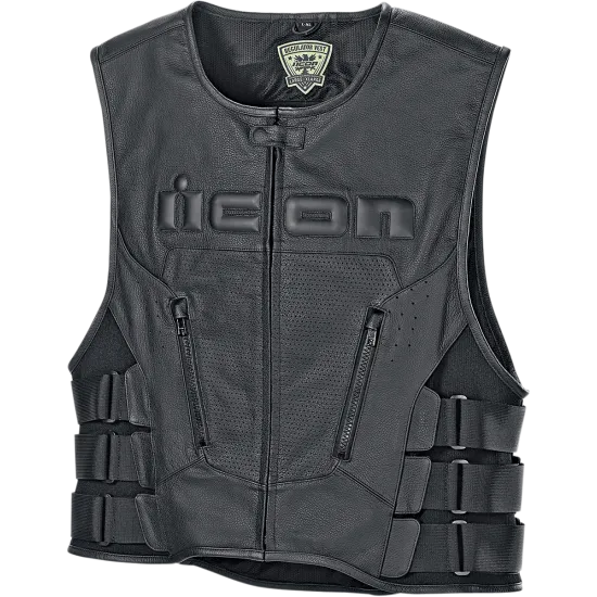 Кожен мото елек ICON VEST RED D3O - Кожени якета от марка ICON