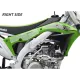 Прозрачни HDR протектори с шестоъгълна текстура монтирани на зелен Kawasaki KX450F мотор, показани от дясна и лява страна