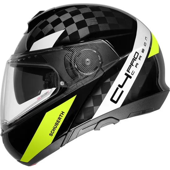SCHUBERTH C4 PRO CARBON AVIO YELLOW – компактна и високотехнологична каска за мотоциклетисти