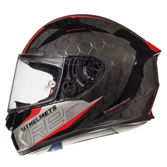 Мото каска MT KRE Snake Carbon 2.0 Black/Red с карбонова обвивка и антискрач визьор
