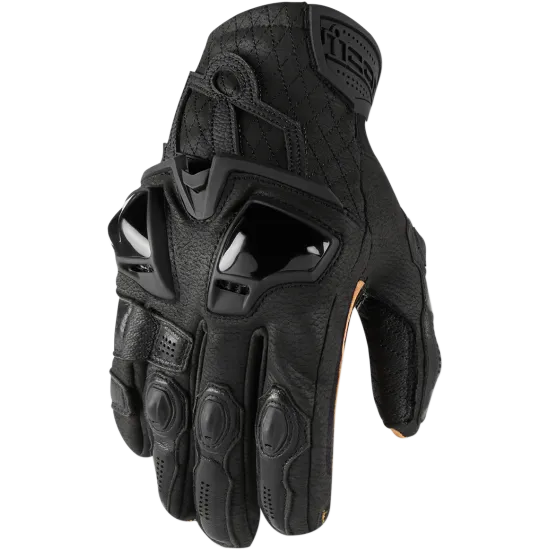 Кожени мото ръкавици ICON HYPERSPORT SHORT - BLACK - Кожени ръкавици за мотор от марка ICON
