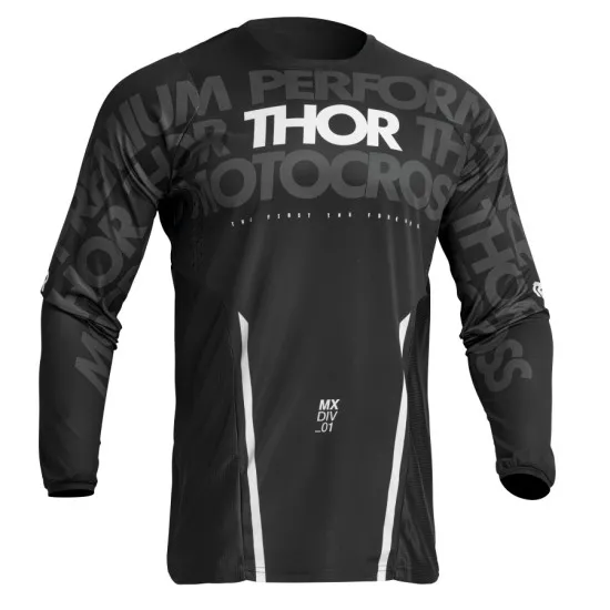 Мотокрос джърси THOR PULSE MONO BLACK/WHITE - Мотокрос джърси от марка Thor