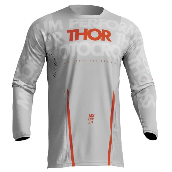 Мотокрос джърси THOR PULSE MONO LIGHT GRAY/ORANGE - Мотокрос джърси от марка Thor