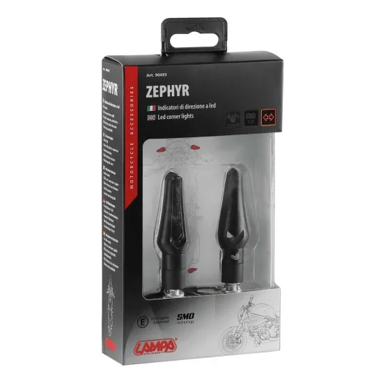 LED мото мигачи ZEPHYR BLACK 90493 - Мото светлини от марка Lampa