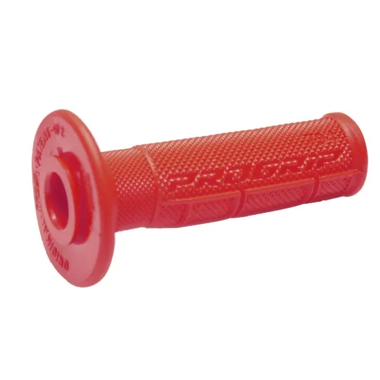 Червена мотокрос ръкохватка PROGRIP 794 с диамантен релефен модел върху цялата повърхност и лого на флангеца