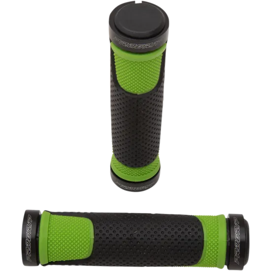 Ръкохватки ProGrip 807 в зелено и черно с диамантено покритие, Lock-On метални скоби и отворени краища