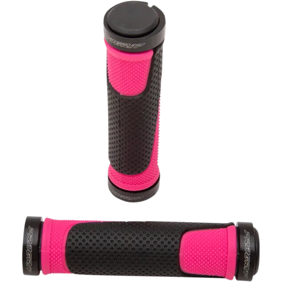 Розови и черни мото ръкохватки ProGrip 807 с диамантена текстура на розовите зони и перфорирана повърхност на черните секции