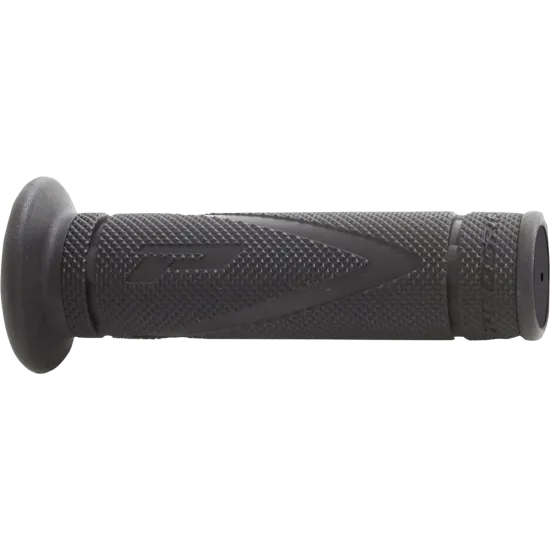 Черни мото ръкохватки PROGRIP 837 с диамантена рельефна текстура и триъгълни декоративни елементи върху бяла повърхност