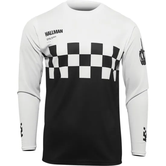 Мотокрос джърси THOR HALLMAN DIFFER CHEQ BLACK/WHITE - Мотокрос джърси от марка Thor