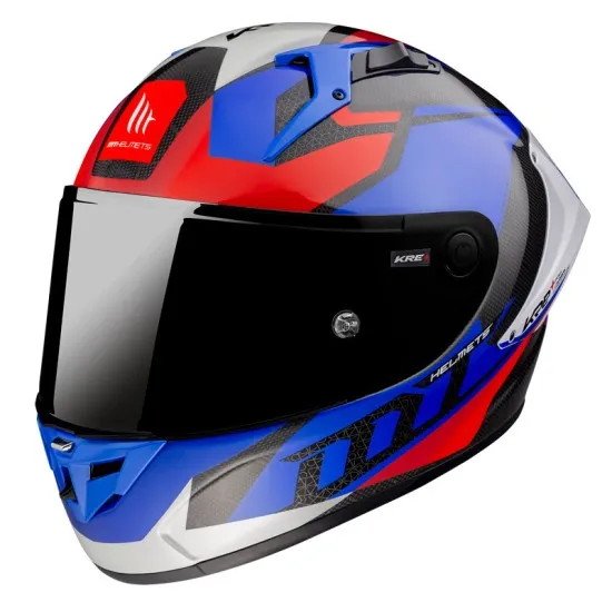 Мото каска MT KRE Plus Carbon Projectile Gloss Blue - лекота и защита