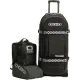 Черен мото сак с колела OGIO RIG 9800 PRO с каре ленти, телескопична дръжка, заедно с черна MX раница и чанта за каска с OGIO лого