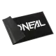 Черен работен килим O'NEAL 100x200 см с бяло лого, показан сгънат и разгънат на бял фон