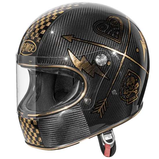 PREMIER TROPHY CARBON NX GOLD CHROMED мото каска – златна хромирана винтидж каска
