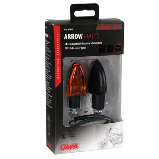 Мото мигачи ARROW CARBON 90093 E – жълта светлина, 12V, E-mark