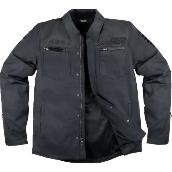 Текстилно мото яке ICON Upstate Canvas National BLACK - Текстилни якета от марка ICON