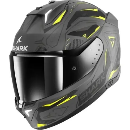 SHARK SKWAL i3 LINIK MATT GREY/FLUO YELLOW каска с LED светлини