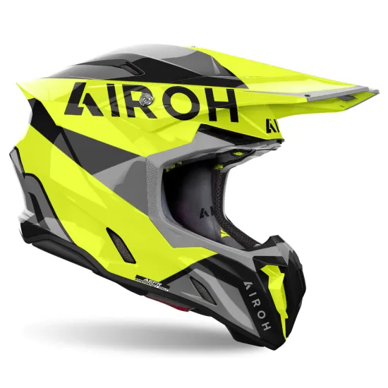 Мотокрос каска AIROH TWIST 3 KING YELLOW GLOSS с агресивен дизайн и двуслойна черупка за стабилност