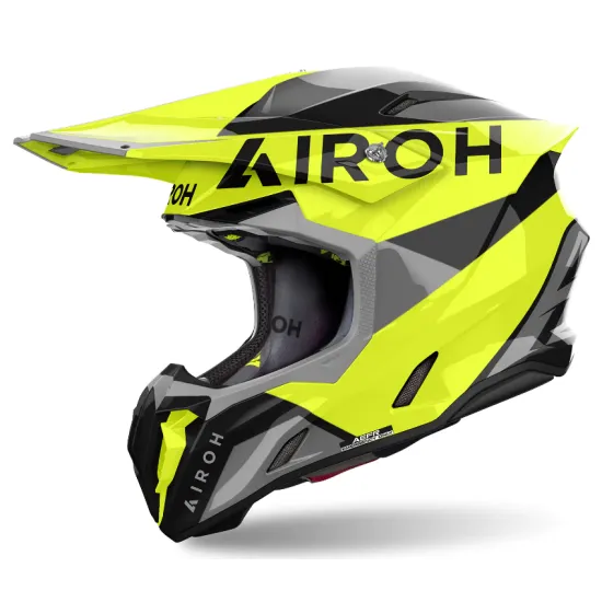 Мотокрос каска AIROH TWIST 3 KING YELLOW GLOSS с агресивен дизайн и двуслойна черупка за стабилност