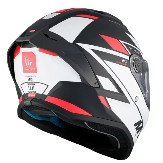 MT STINGER 2 ZIVZE B5 MATT BLACK/WHITE/RED каска с визьор и модерен дизайн в черно, бяло и червено