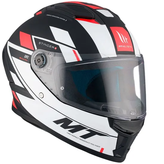 MT STINGER 2 ZIVZE B5 MATT BLACK/WHITE/RED каска с визьор и модерен дизайн в черно, бяло и червено